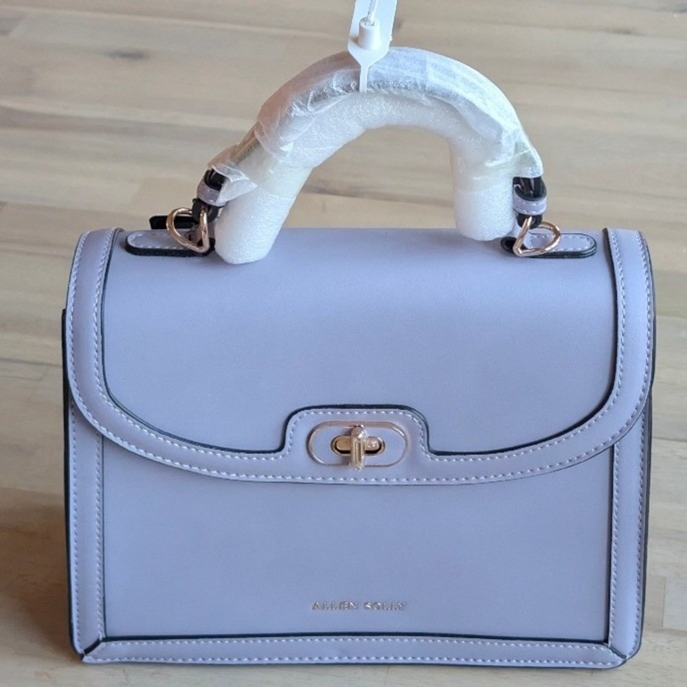 Allen Solly Violet Structured Top Handle Satchel/Crossbody Bag Gold Hardware NWT